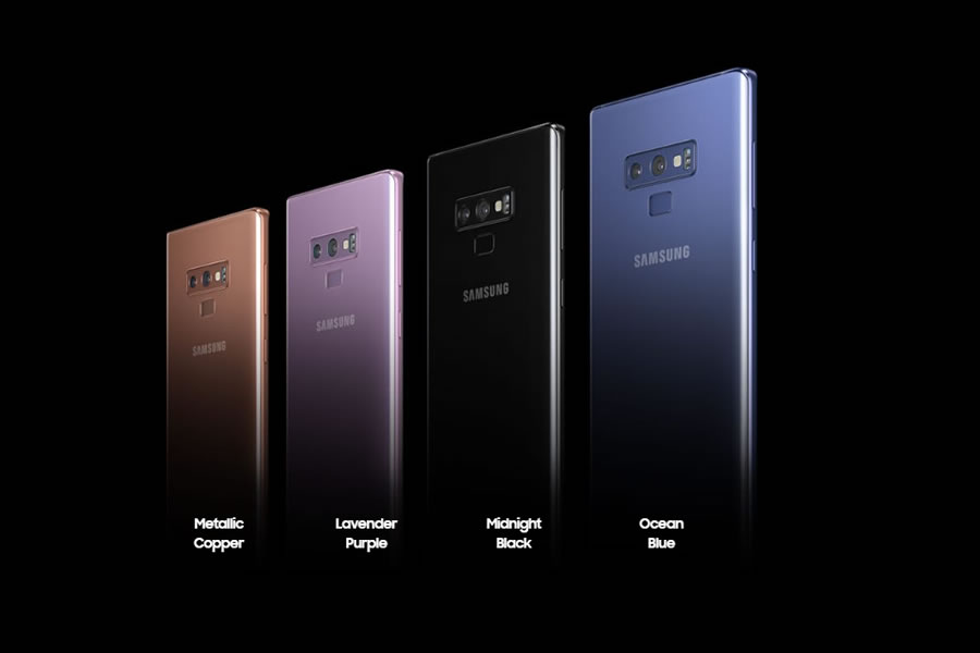 Samsung Galaxy Note 9 colour selection